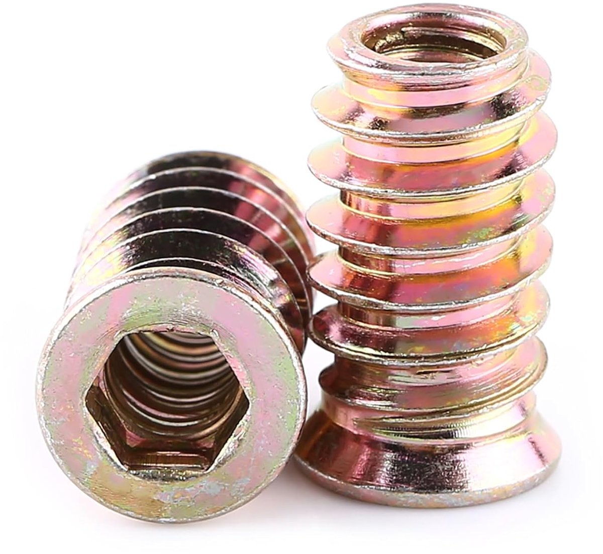 SnelShoppen - 20 Stuks Hoofdsleeves, Hexagonale Inlegmoeren, Hoogwaardige Carbon Staal, M8 x 17mm voor Houten Meubels, Duurzaam en Roestvrij
