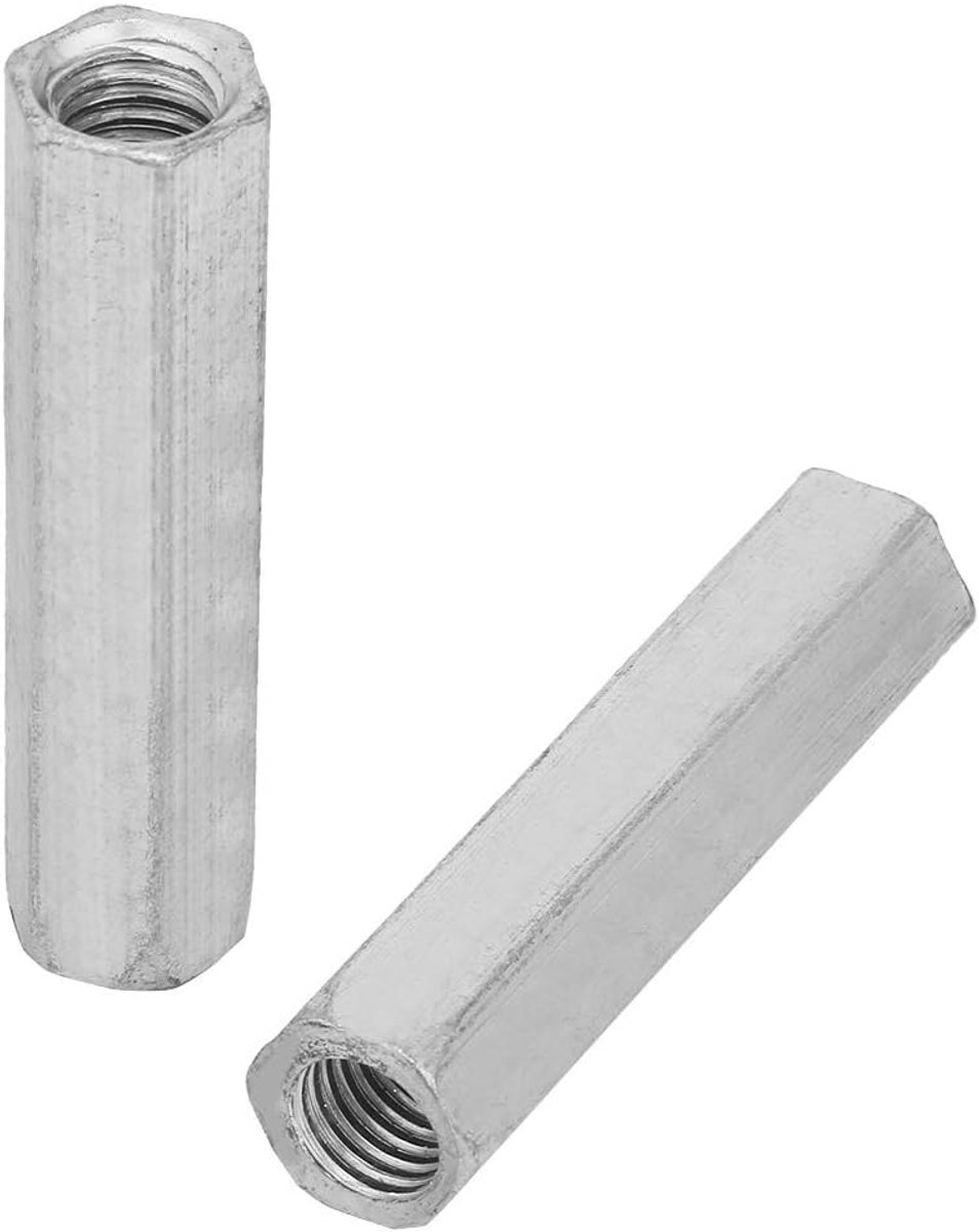 SnelShoppen - 2 Stuks M10*60 Schroef Zink Lange Hex Moer Schroefdraad Verbinding Stang Aansluitkap Moer voor Bouw en Klussen