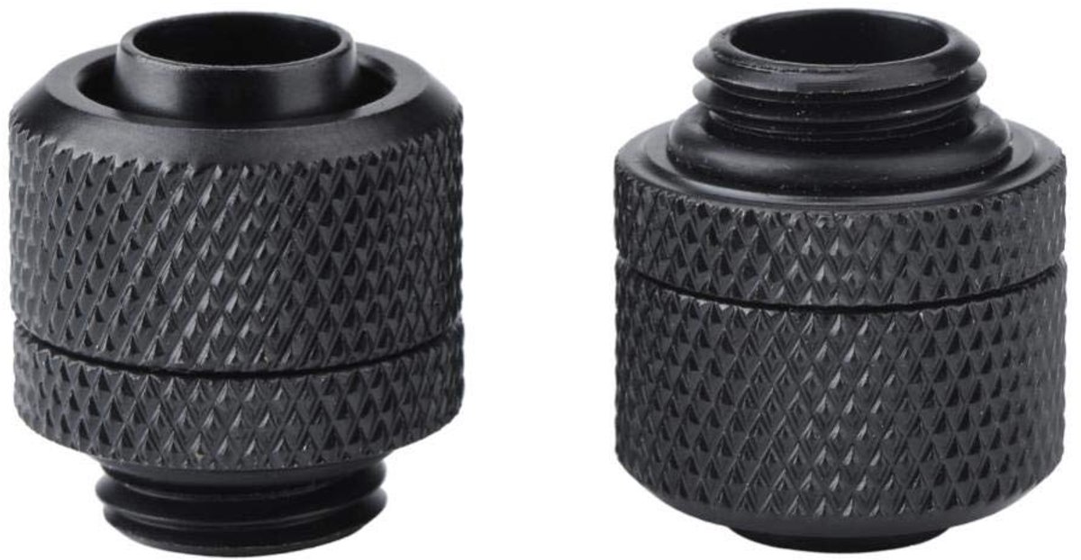 SnelShoppen - 2 Stuks Watergekoelde Compressie Jack G1/4 Flexibele Tube Jack Messing Aansluiting met Twee Contacten voor Waterkoeling PC - Zwart