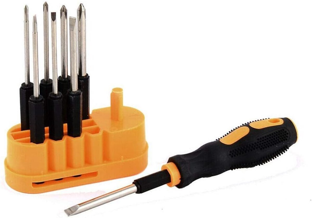 SnelShoppen - Precisieschroevendraaier Set - 8-delige Mini Interchangeable Blades - Ergonomische Handgreep - High-Quality Chrome Vanadium - Voor Algem