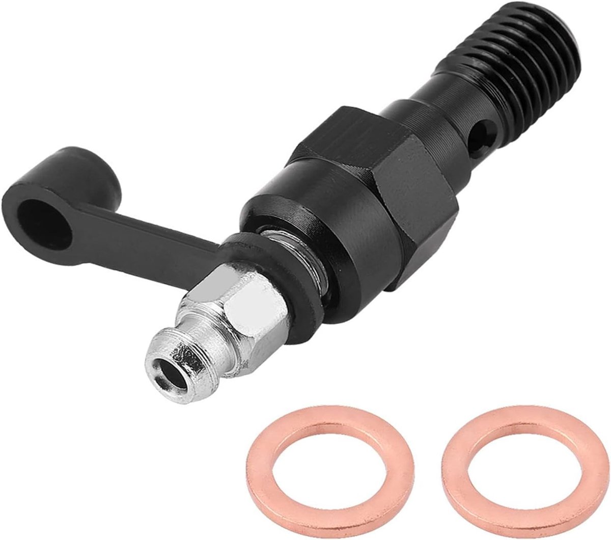 SnelShoppen - M10x1.0mm Motorfiets Remcilinder Ontluchtingsschroef Nippel met Stofkap - Aluminium - Roestvrij - Praktisch voor Remproblemen