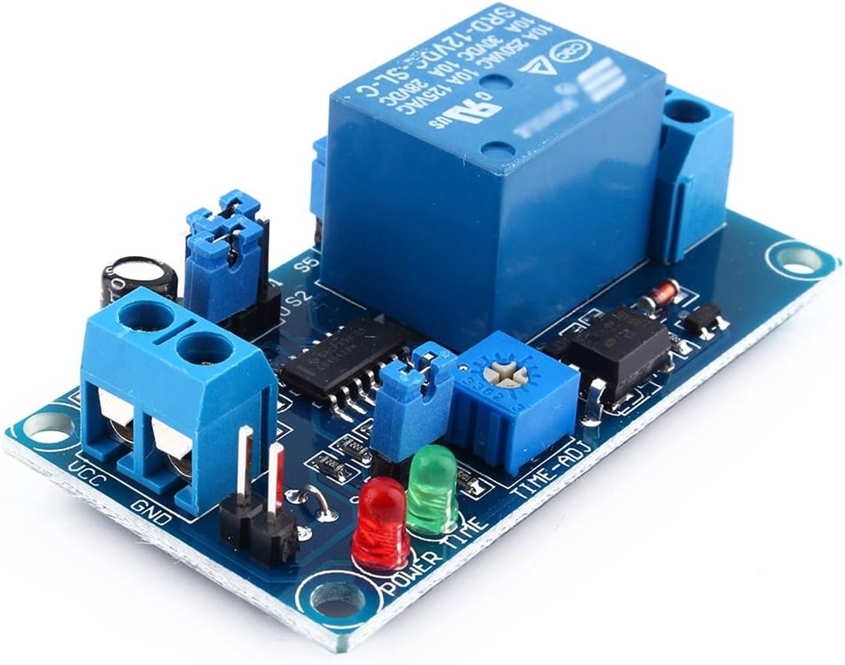 SnelShoppen - 12V DC Vertraging Relay Schakelmodule On/Off met 8 Instellingen, 250V AC 10A, 30V DC 10A, Potentiometer, Omkeerbescherming, Voor Tuin, C