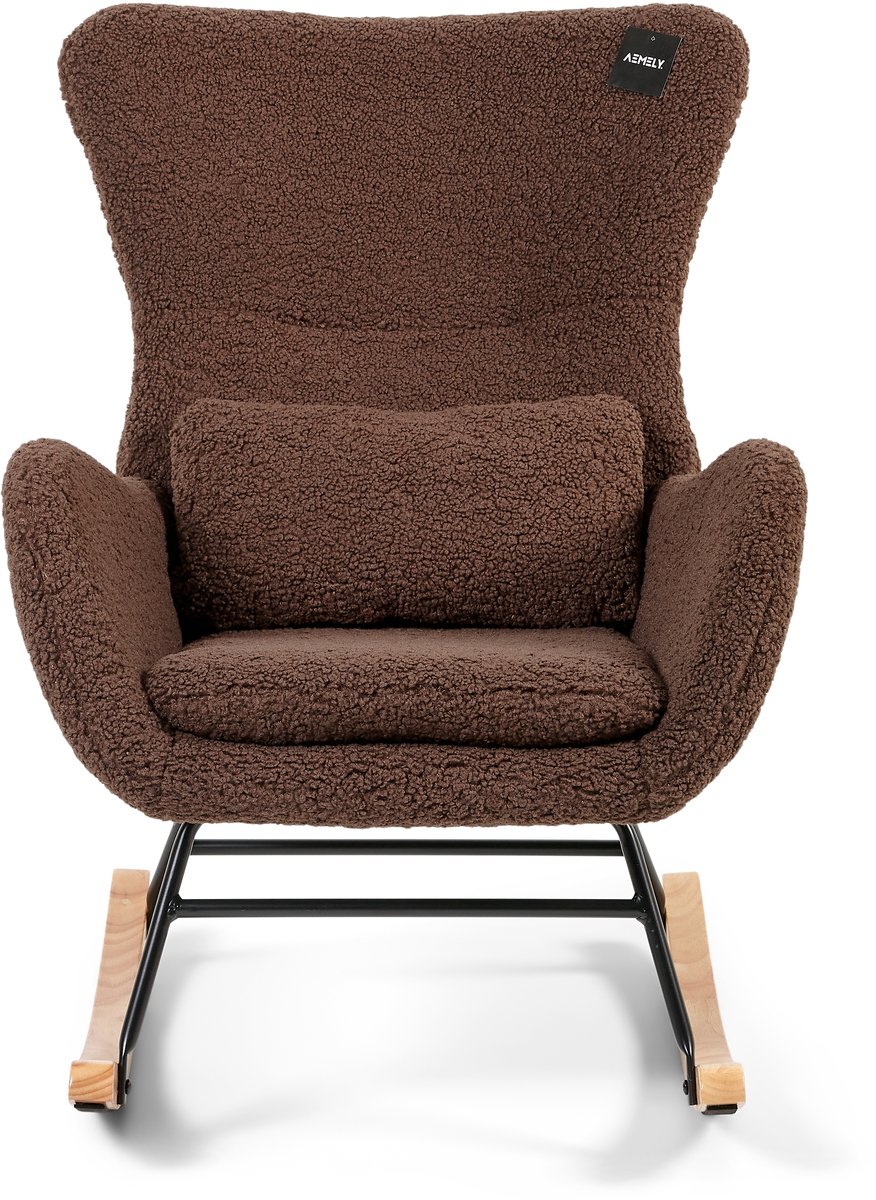 Aemely® Schommelstoel Nord - Bruin Raw Teddy & Blank Hout Reguliere prijs