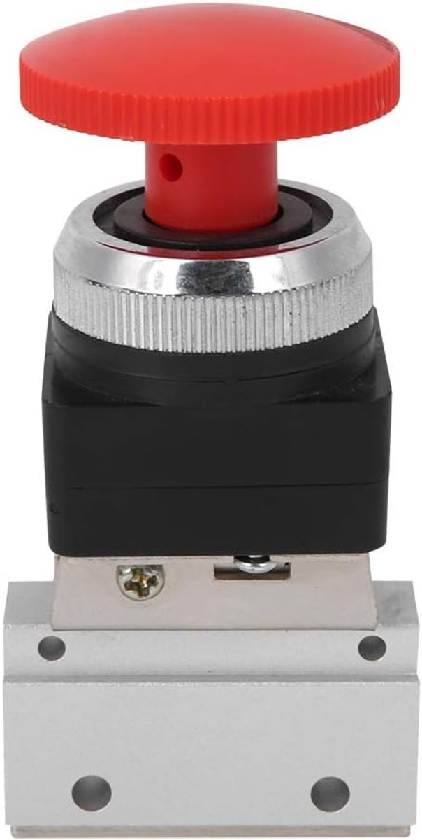 SnelShoppen - MOV-03EB G1/8 Draad Pneumatisch Mechanisch Ventiel 2 Weg Lucht Ventiel Met Paddestoelknop Handmatige Controle Ventiel Aluminium