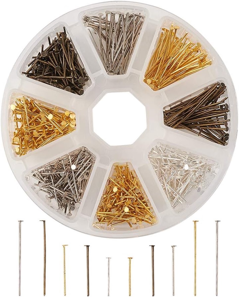Flat Head Pins 650Pcs - Mixed Kleuren - 3 Maten - Ideaal voor Sieraden Maken - ShopVlot