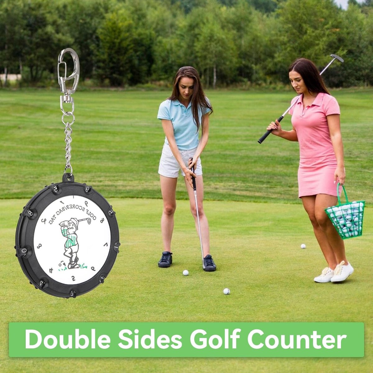 SnelShoppen - Golf Score Counter - Draagbare Golf Scoring Apparaat voor 18 Holes met Sleutelhanger - 2 Stuks