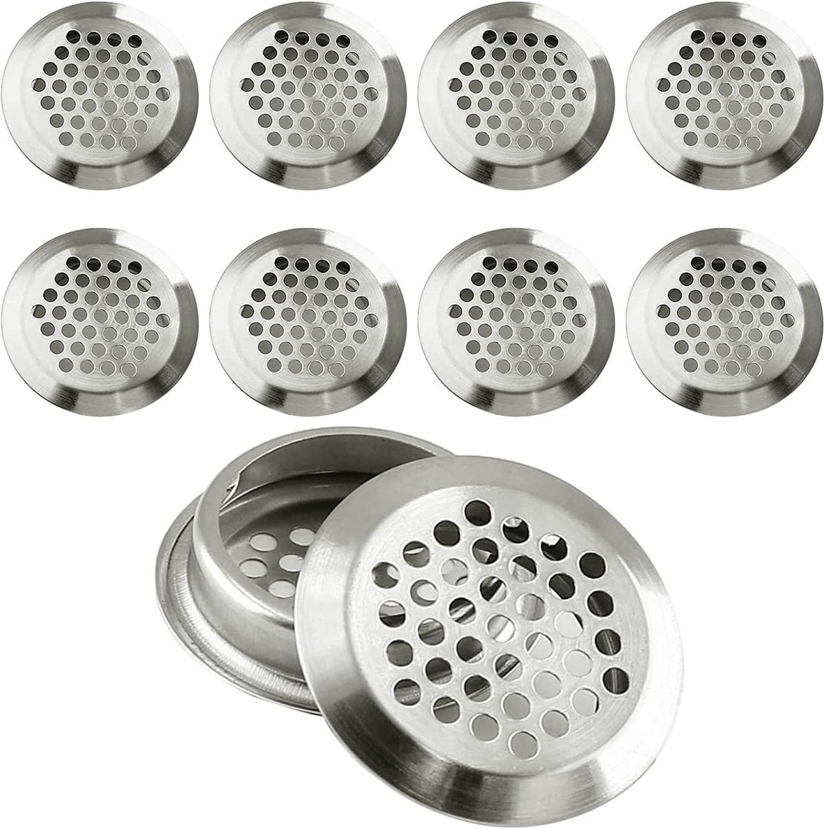 SnelShoppen - 10 Stuks 35mm Ronde Soffit Vent Vents Roestvrij Staal Ventilatie Rooster Mesh Voor Keuken Badkamer Kast Garderobe