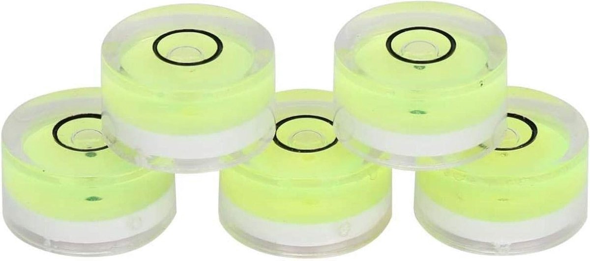 SnelShoppen - Spirit Level Bubble 5 Stuks 15mm Mini Waterpas Voor Precisie Meting, Compacte Rondjes Voor Schaal, Houtmaat, Ruler, Camera Platform