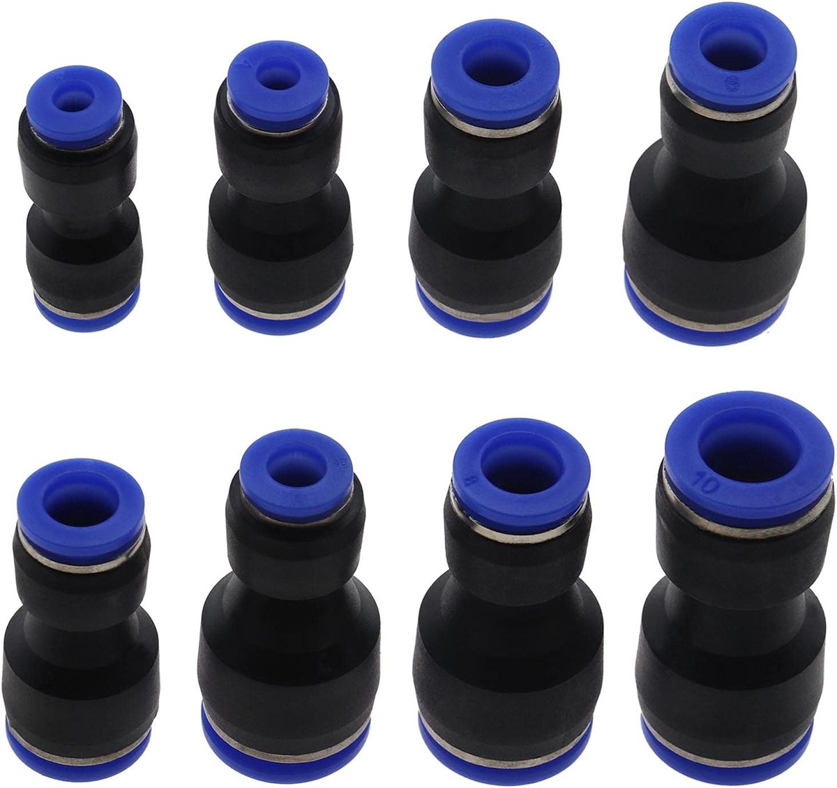 SnelShoppen - 24x Plastic Pneumatische Push-to-Connect Fittingen Set - Recht Fitting Reducer Adapter - Snelle Ontkoppeling voor Lucht- en Waterleiding