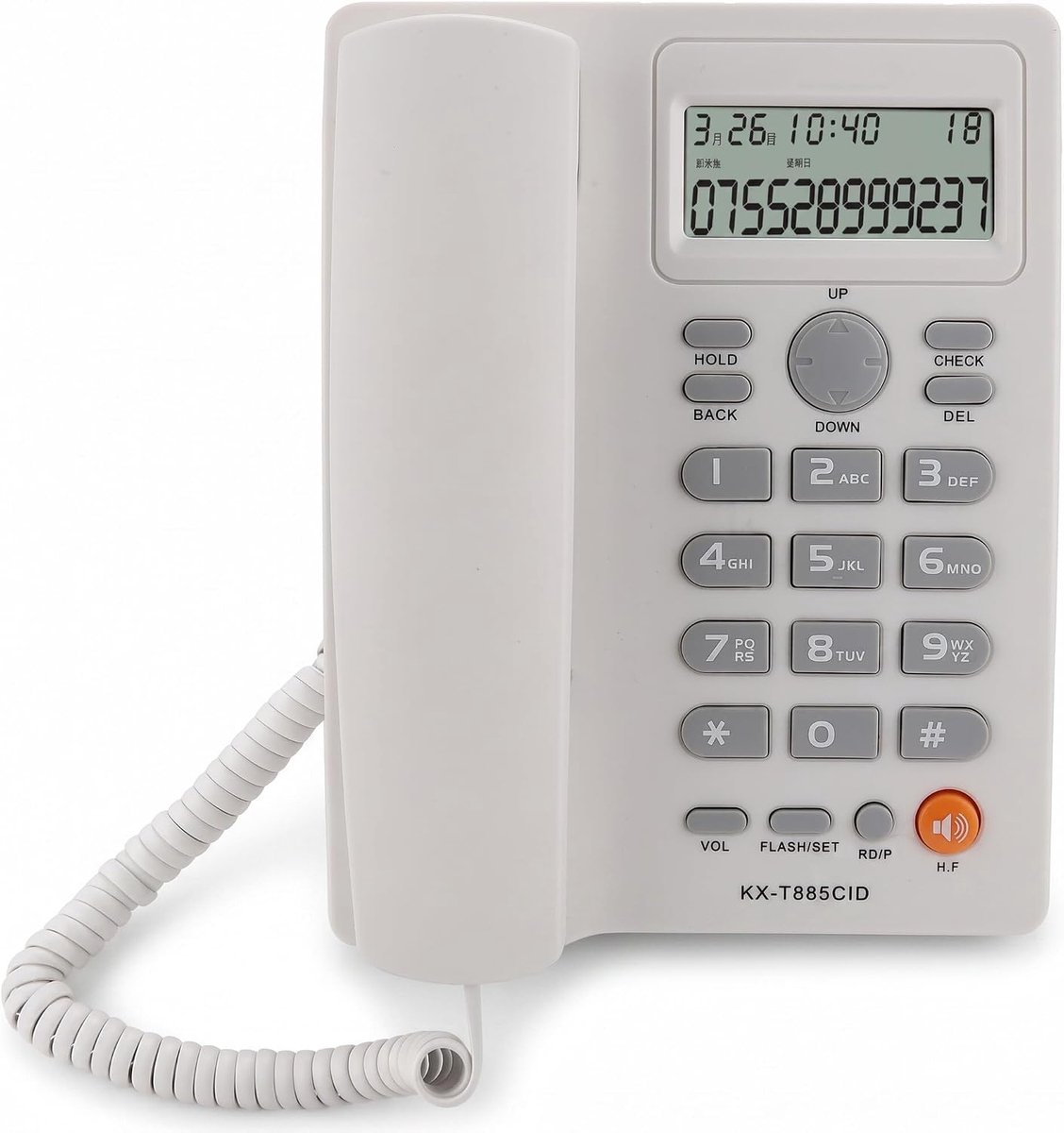 SnelShoppen - Draadloze Telefoon met Nummerweergave, Handenvrij Bellen, Landlijn Telefoon voor Thuis, Kantoor, Hotel - Wit