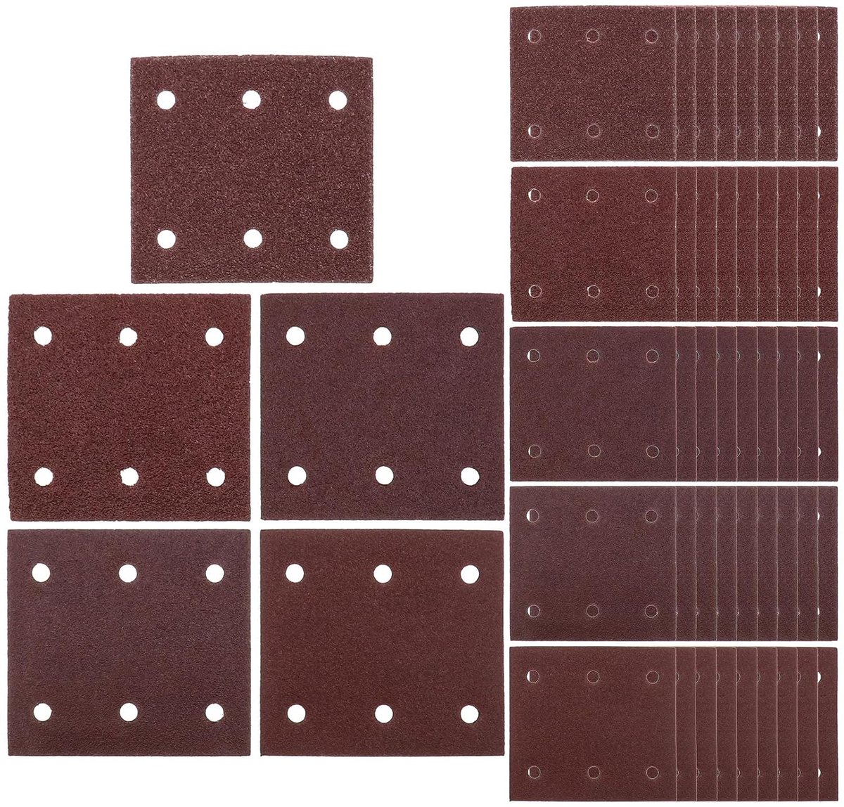 50x 114x102mm Sandpaper Hook and Loop Disc Kit 40/60/80/100/120 Grit 6 Holes for Polishing Wood Metal Plastic - ShopVlot