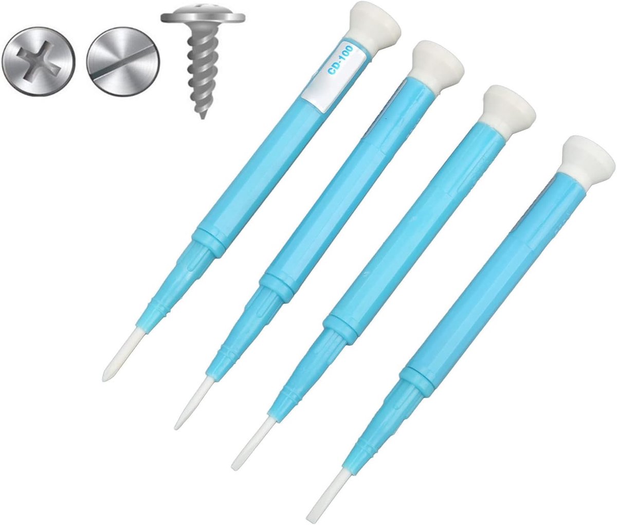 SnelShoppen - 4-delige Sleufschroevendraaier Set met Keramische Handvatten en Stalen Schachten - 1.3mm, 1.8mm, 2.0mm, 2.6mm voor Circuit Aanpassing en