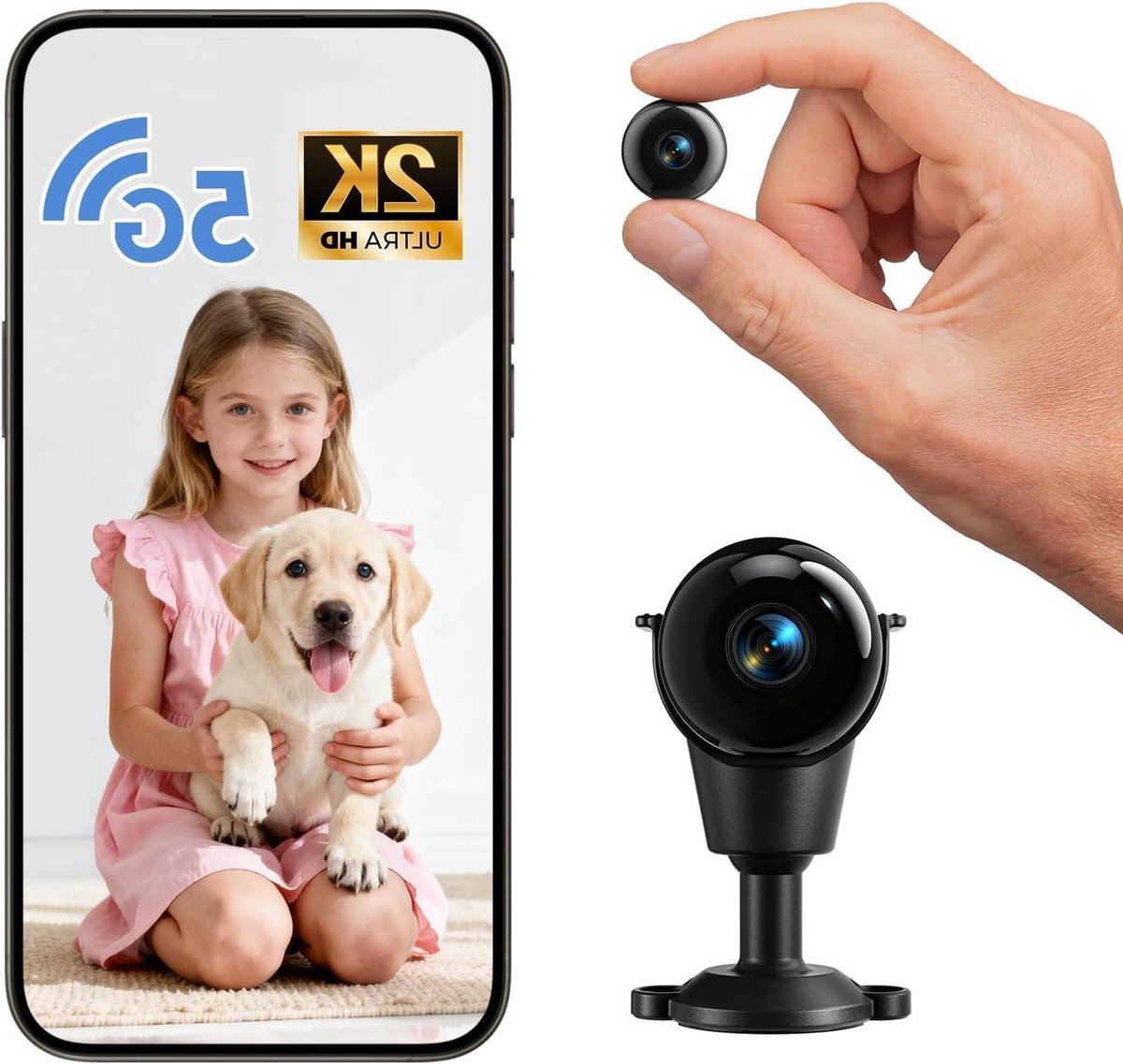 Mini Verborgen Camera - Nanny Cam - Thuis Bewaken - 2K HD Nachtzicht - Compact Formaat - Zwart