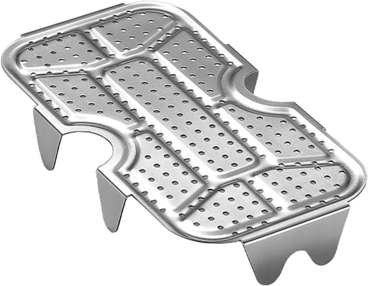 Stoomkoker Inzet - Stoommandje Stoomschaal - Gezond Koken - Gelijkmatige Stoomcirculatie - 21 x 14.7 cm - Zilver