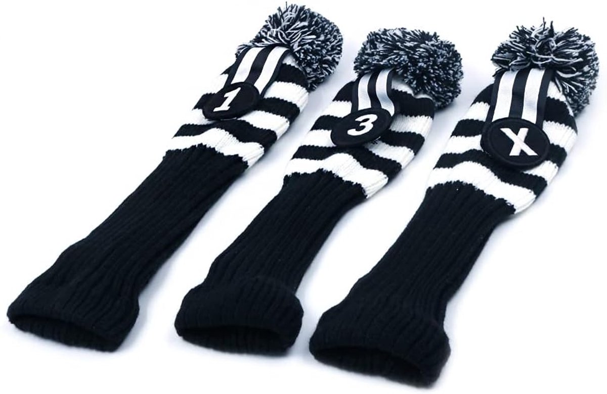 SnelShoppen - 3-delige Set Golfclub Hoofdkappen Geschikt voor Driver (460cc) en Fairway, Elegante Bescherming, Elastisch en Duurzaam, Compact voor Gol