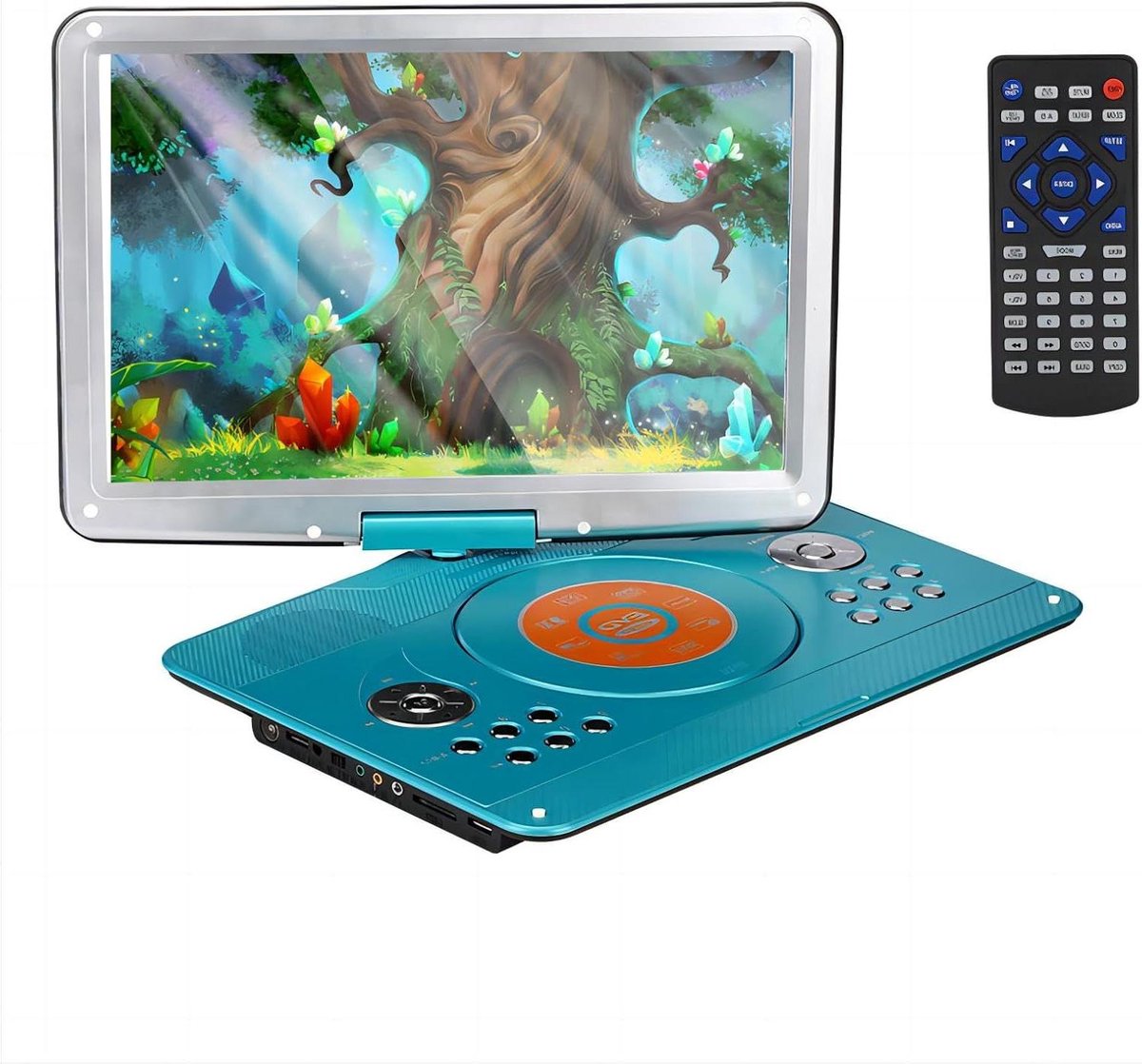 Draagbare DVD Speler - Films Kijken - Reizen Muziek Luisteren - 14 Inch Draaibaar Scherm - 4 Uur Batterij - Groen