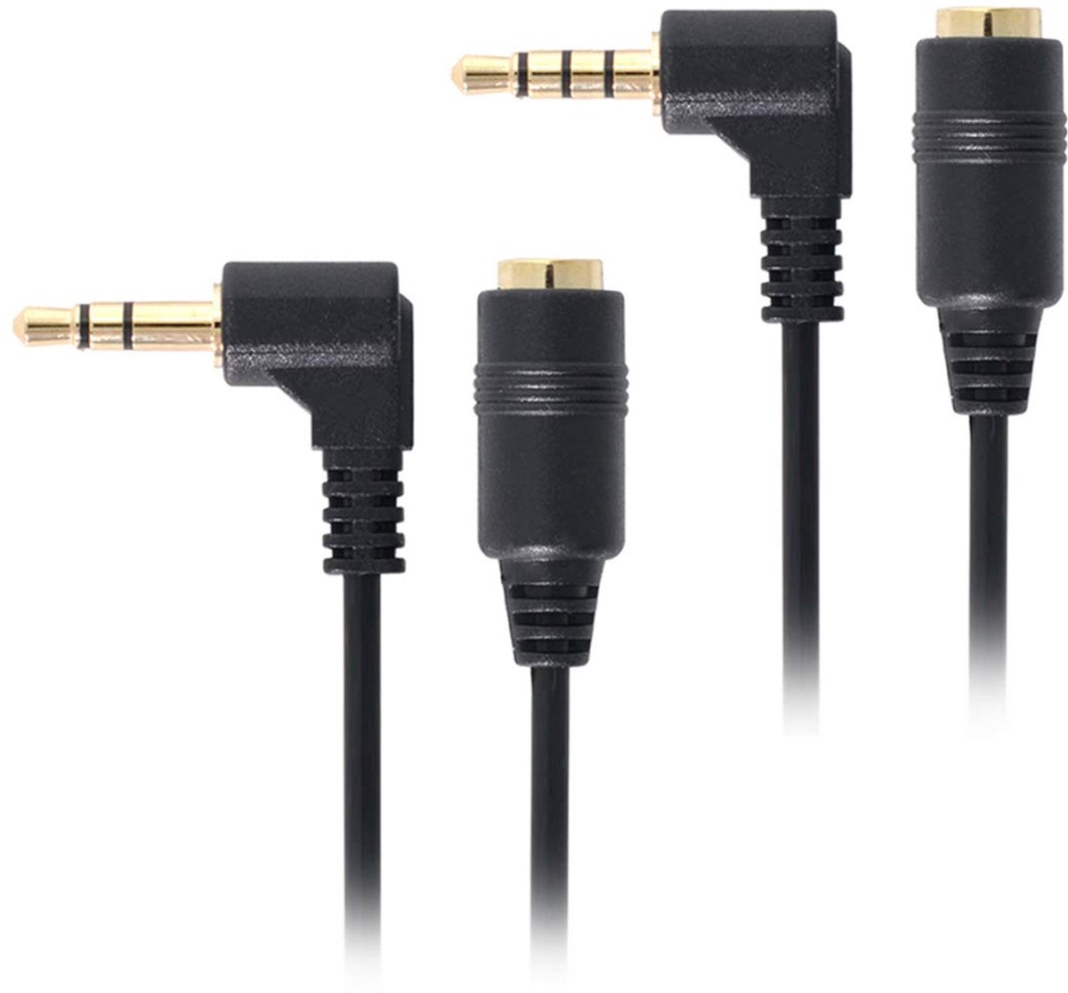 Cablecc 1Set 3/4 Poles Audio Stereo 90 Degree Right Angle 3.5mm Male to Female Extension Cable - ShopVlot
