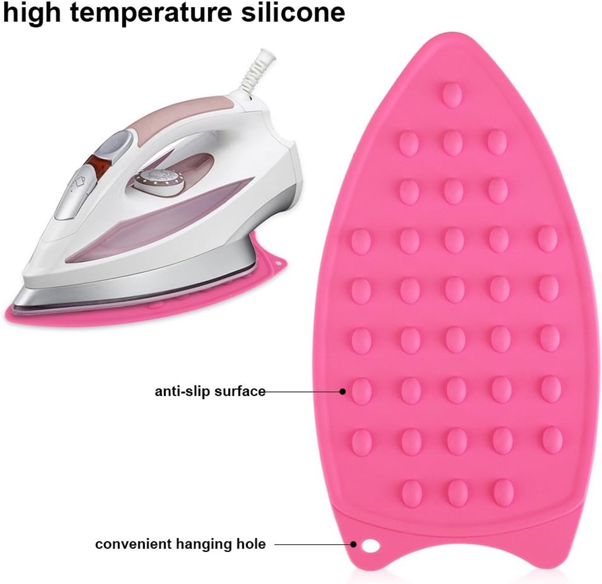SnelShoppen - Silicone Strijkijzer Rust Pad, Multifunctionele Hittebestendige Mat, Draagbaar Strijkbord voor Thuis en Reizen (Roze)