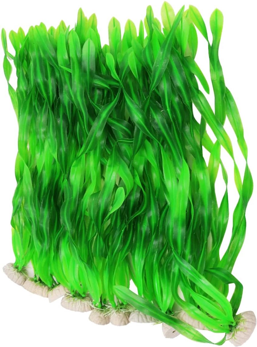 SnelShoppen - Aquarium Planten Decoratie Set van 10 Kunstmatige Planten Ornamenten - PVC, Keramische Basis, Niet-Toxisch, Kleurvast, Voor Alle Vissen