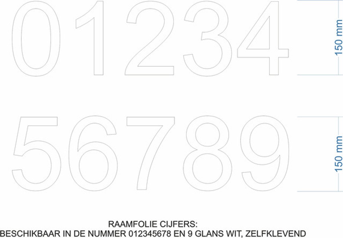 Plakcijfer 6 - Huisnummer & Raamfolie Sticker - 15 cm (150 mm) - Glans Wit Zelfklevend - Premium Vinyl met Transferfolie