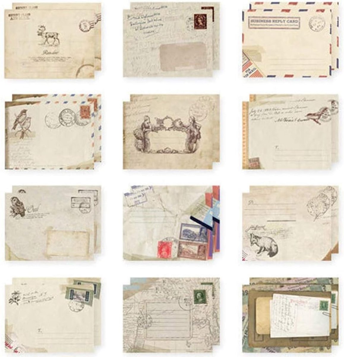 Vintage Envelopes Pack of 12 Small Colourful Mini Kraft Paper Envelopes Kraft Paper for Wedding Birthday Party - ShopVlot