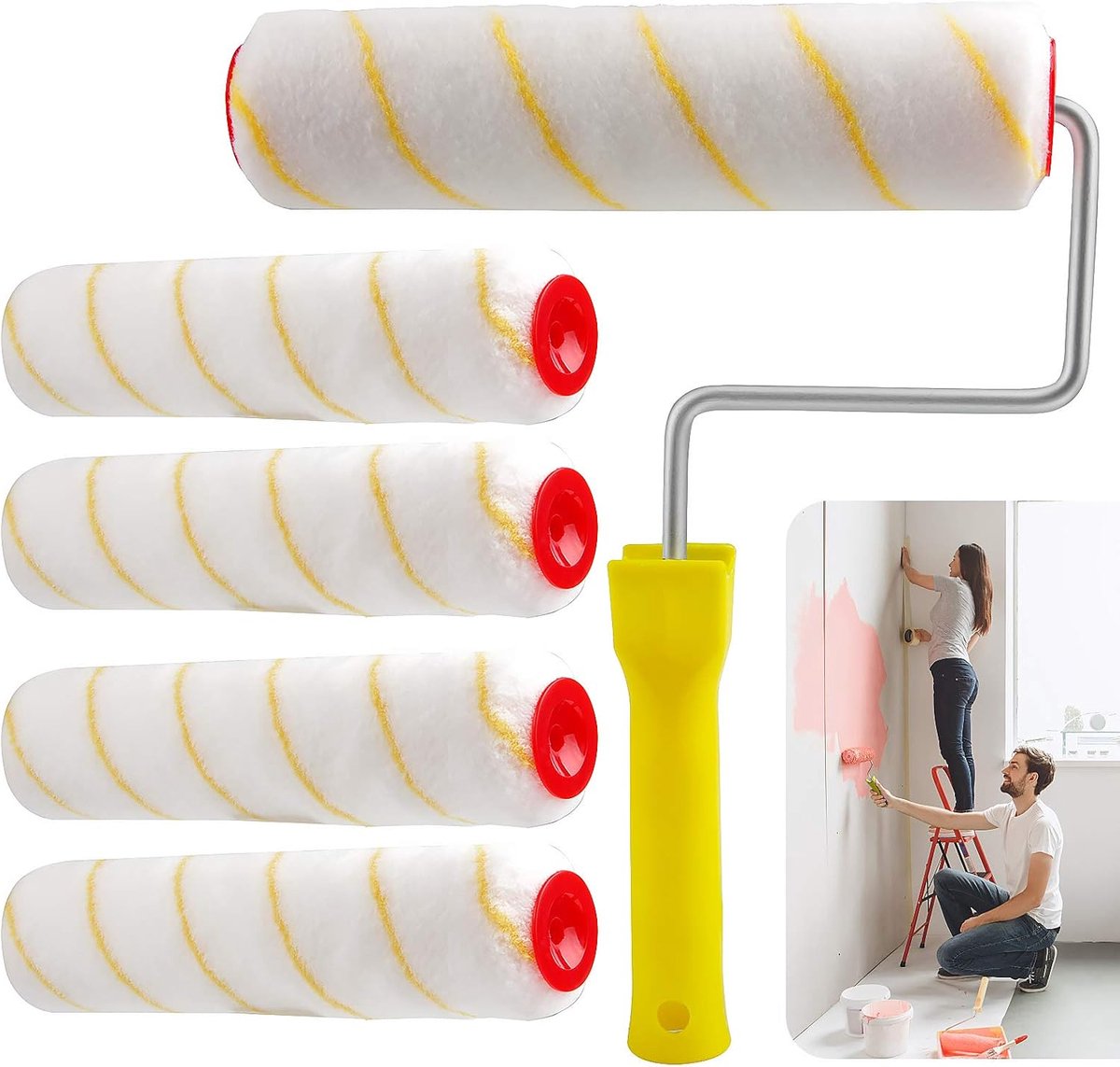 Verfroller set 25 cm - polyacryl schuim - hoge dichtheid - ideaal voor muren en plafonds - ShopVlot