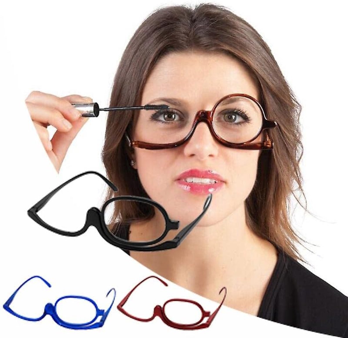 Magnifying Makeup Reading Glasses - 2 Pack Cosmetic Makeup Glasses - Flip Lens Glasses White/Purple, 3 - ShopVlot
