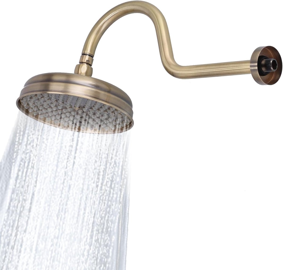 SnelShoppen - Rond Bad Douchekop 7,9 Inch Vintage Top Regen Douchespray Badkamer Koper Regen Douche Sprayer met Silicium Waterafvoer (Groen Brons Pakk