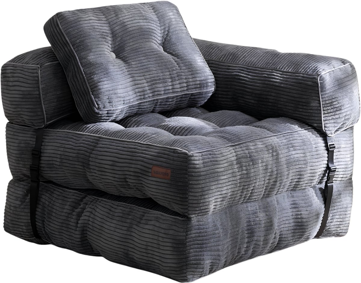 Lìon® Slaapstoel - Slaapbank - Logeerbed - Donkergrijs - 65cm x 65cm x 41cm