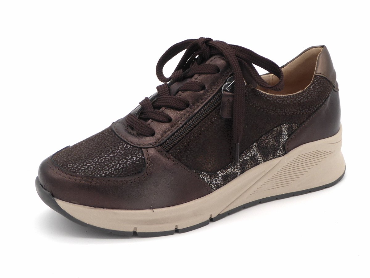 Sens Dames Sneaker - 1737-12945-001 Bruin/Combi - Wijdte K - Maat 37