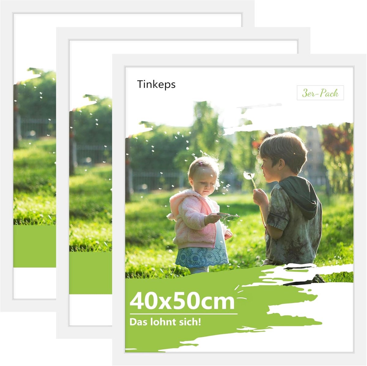 Fotolijsten set van 3 - 40 x 50 cm wit - houten materiaal - perfect voor foto's en posters - ShopVlot
