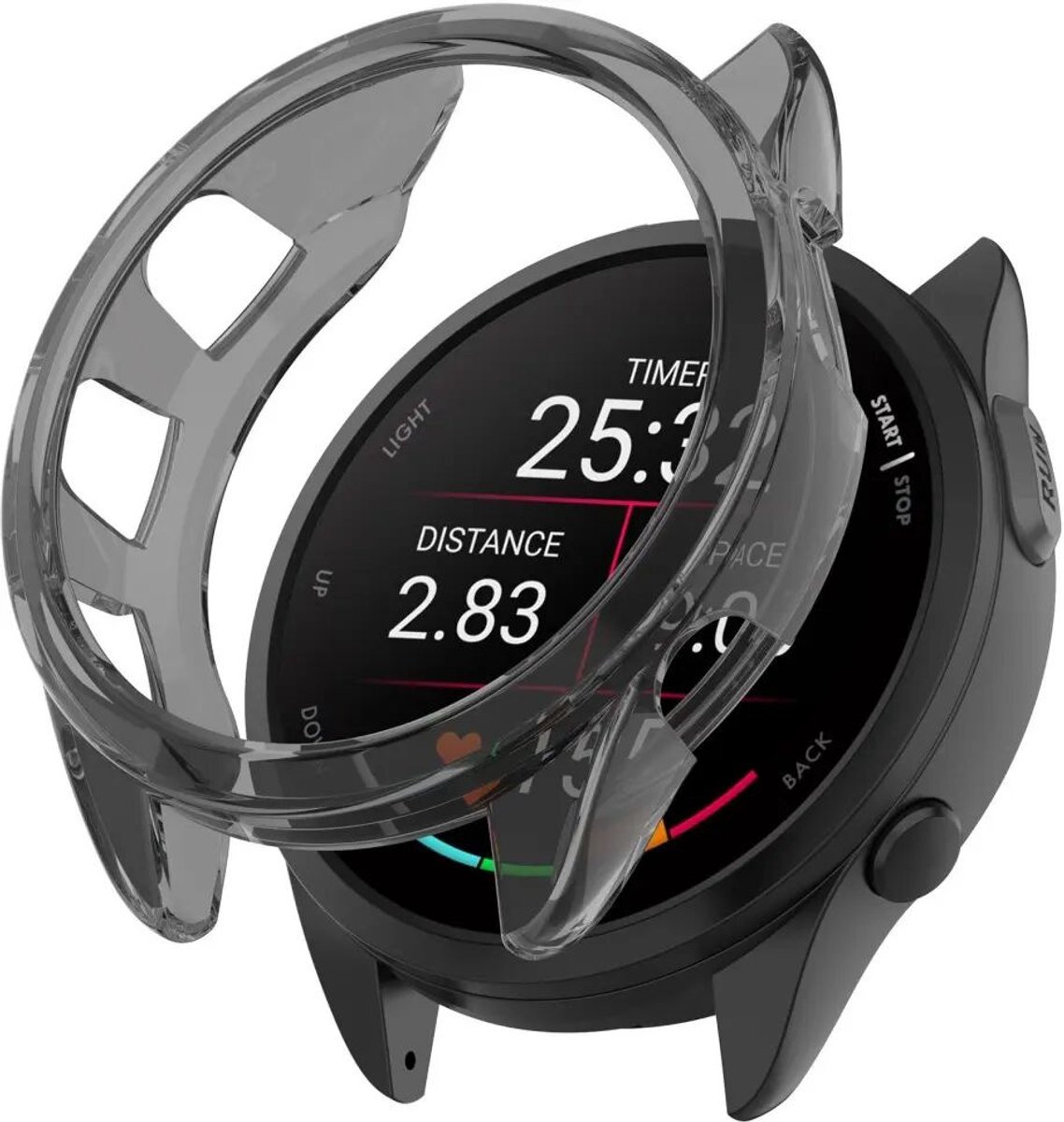 Hoesje Geschikt voor Garmin Forerunner 165 - TPU Bumper Case - Transparant Zwart
