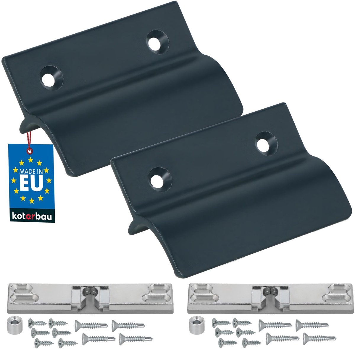 KOTARBAU® 2 Stuks - Balkondeurgreep - Terrasdeurgreep - met Balkondeur Snapper - Grafiet - Deurgreep Balkon - Terrasdeurgreep met Afstandhouder - Aluminium