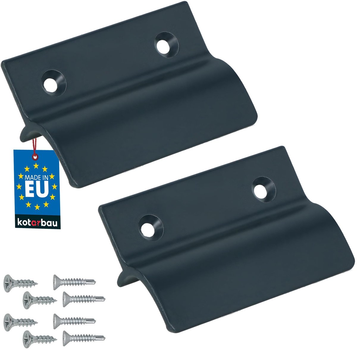 KOTARBAU® 2 Stuks - Balkondeurgreep - Terrasdeurgreep 65 x 45 mm - Aluminium - Deurgreep Balkon - Terrasdeurgreep met Brug - Grafiet
