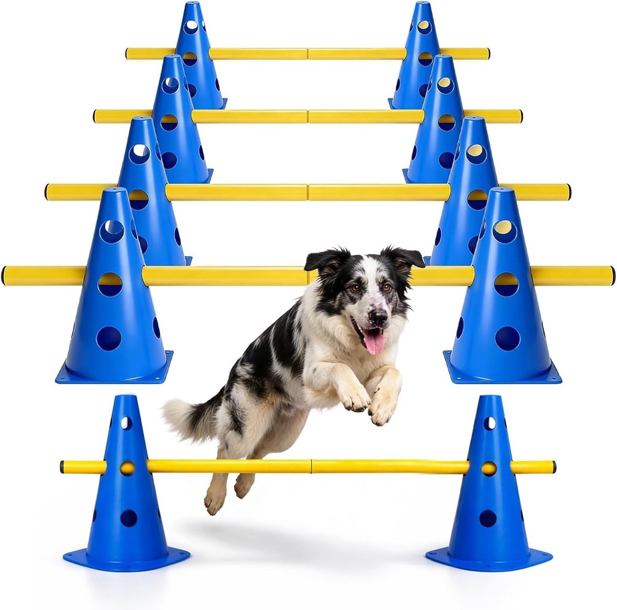 Multi-functionele Agility Set voor Honden, Paarden en Kinderen - Obstakels, Coördinatietraining en Voetbaltraining met Cones - 23 cm Hoog