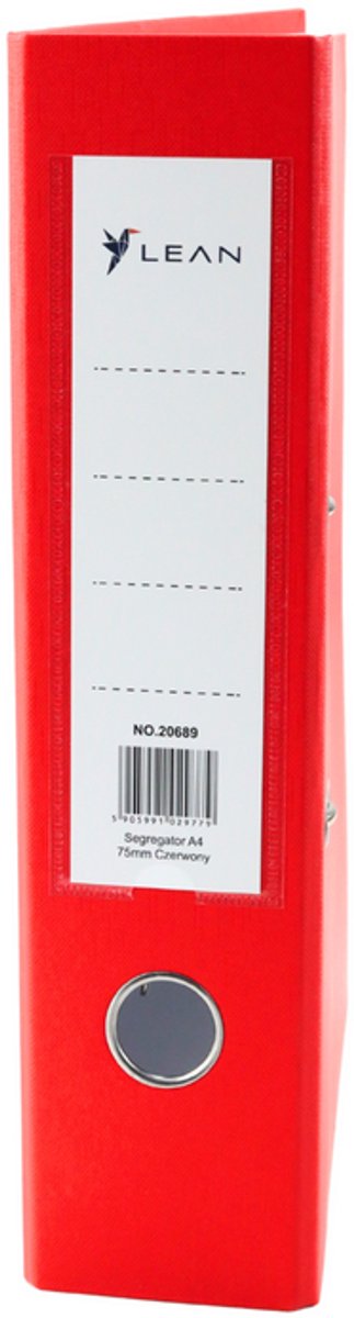 A4 documentbinder/75 mm hendelmechanisme rood