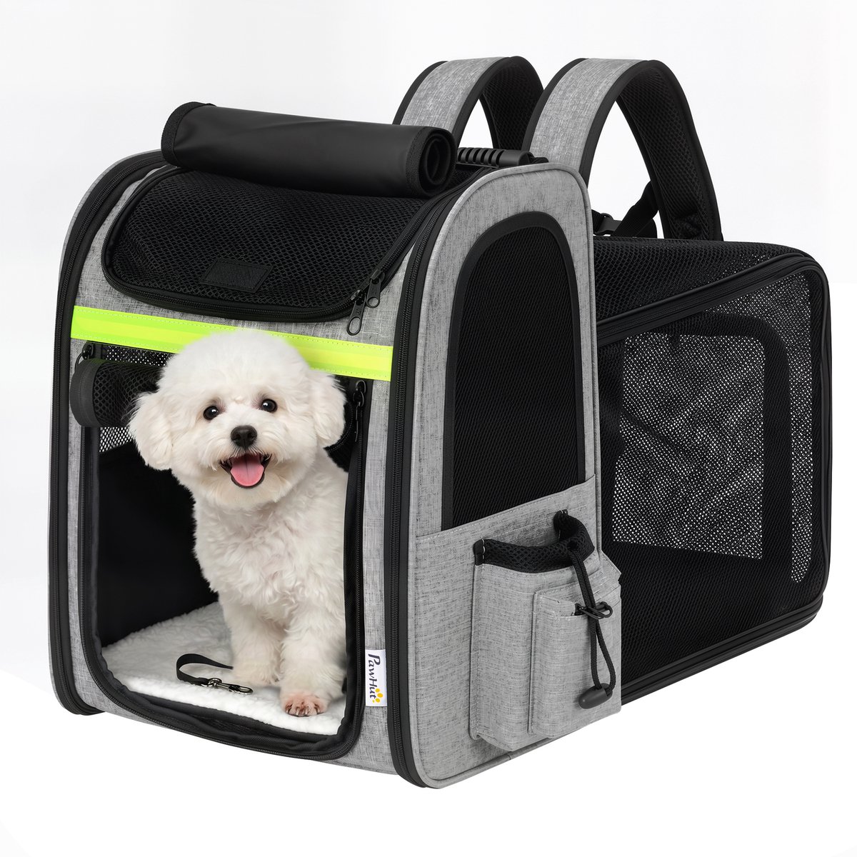 Uitbreidbare, ademende hondenrugzak met reflecterende streep – voor kleine honden en katten, ideaal voor reizen en wandelen