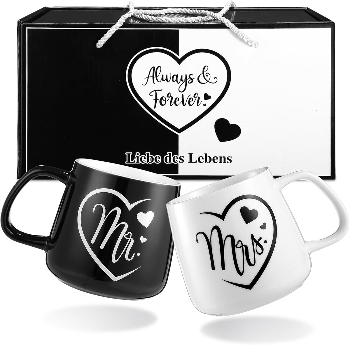 Mr en Mrs Mokken voor Bruidspaar - Koffiemokken voor Huwelijk en Verloving - Cadeau voor Koppels 2 stuks