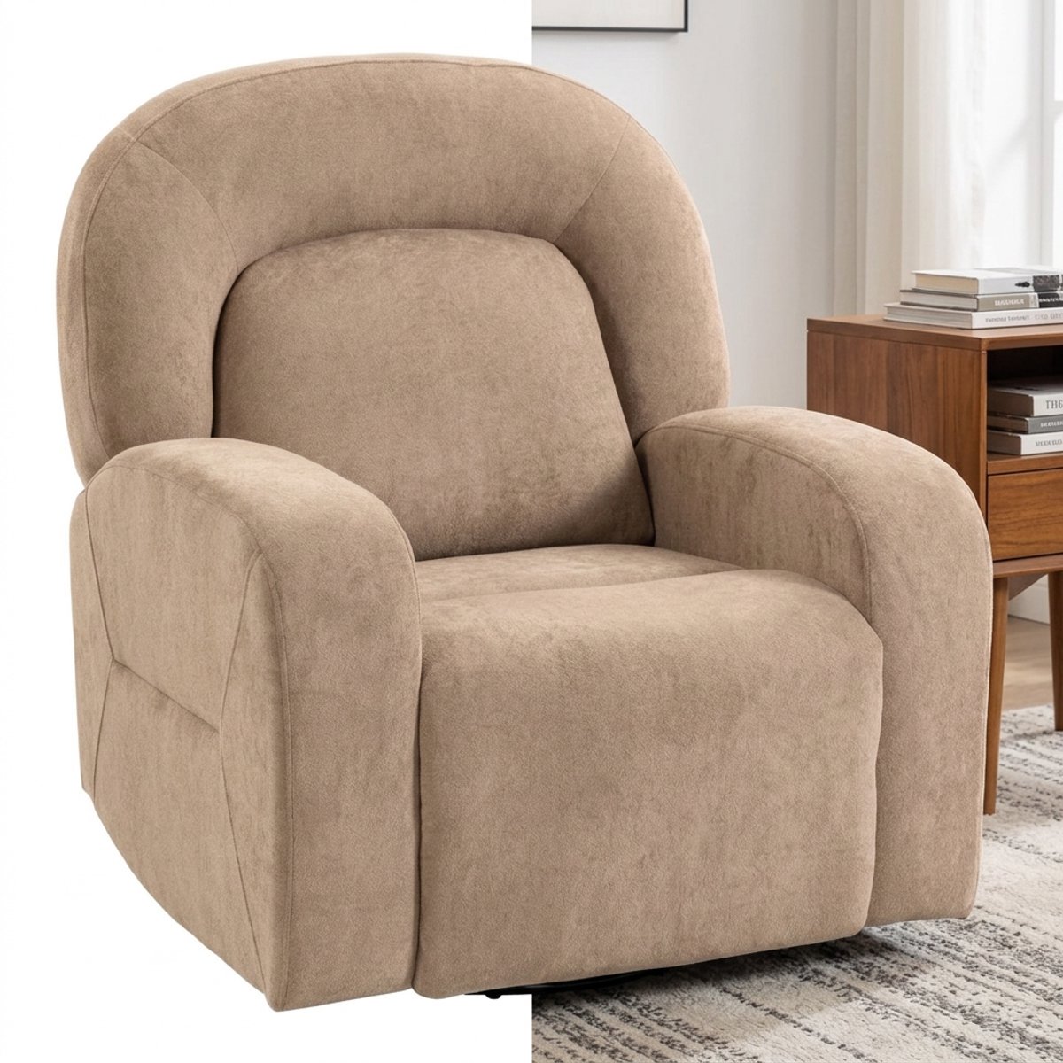 GranMaison Relaxfauteuil - Relaxzetel - Relaxstoel - Fauteuil - Stoel - Met armleuning - Voor één Persoon - kaki khaki