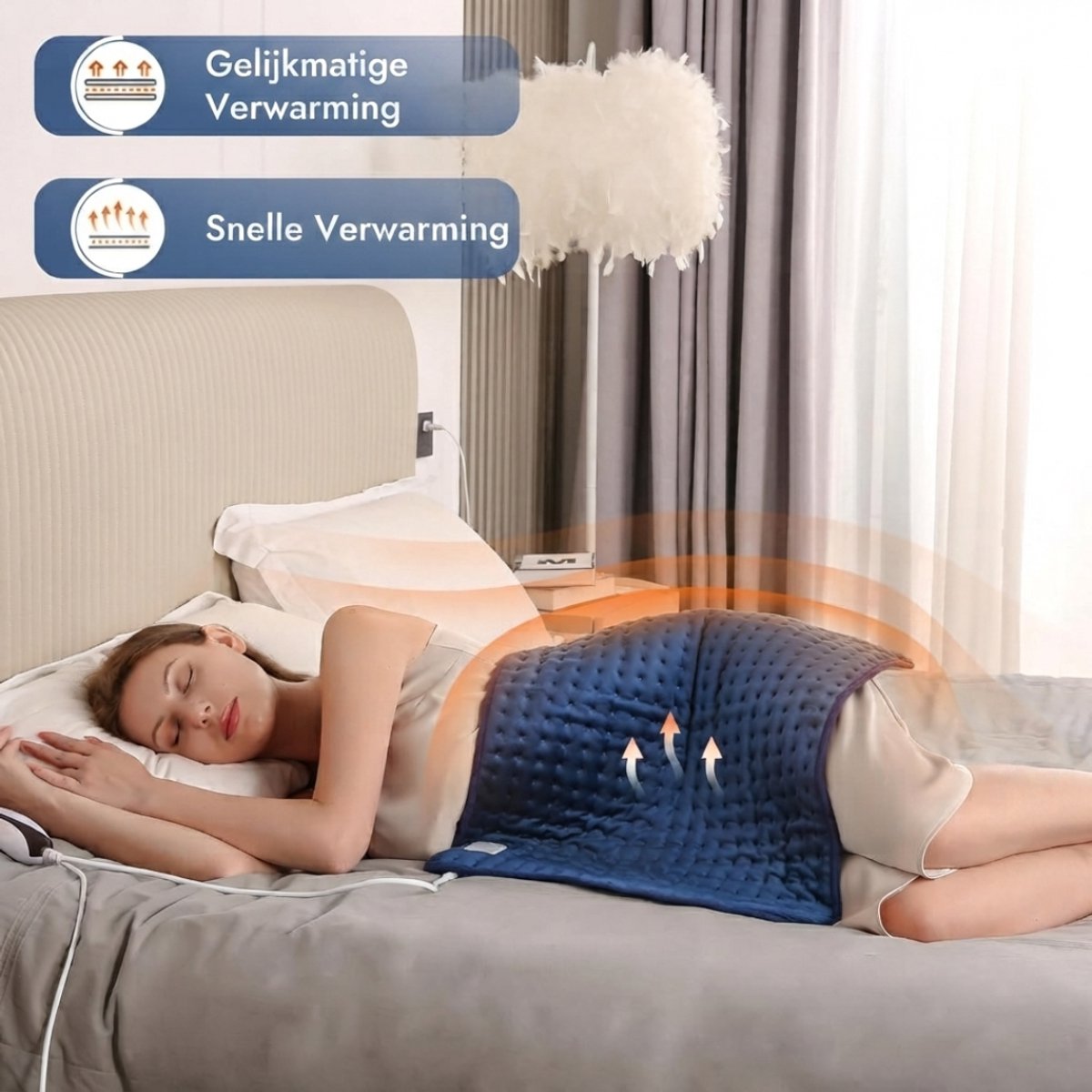 Lìon® Warmtekussen - Elektrisch Warmtekussen - Warmtekussen Oplaadbaar - Blauw - 30cm x 23cm x 7cm