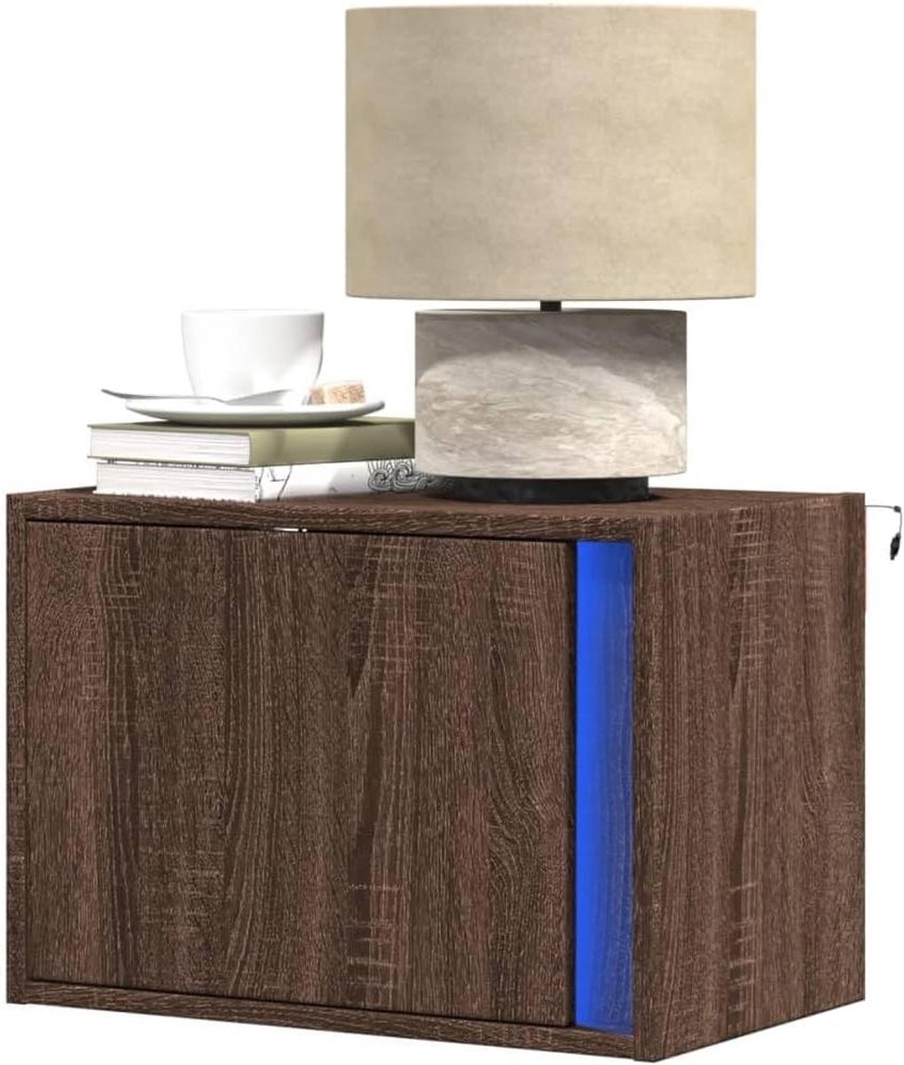 Wandkastjes met LED - Nachtkastjes Slaapkamer - Opbergen Woonkamer - Ruimtebesparend Ontwerp - 2 stuks - Bruin Eiken