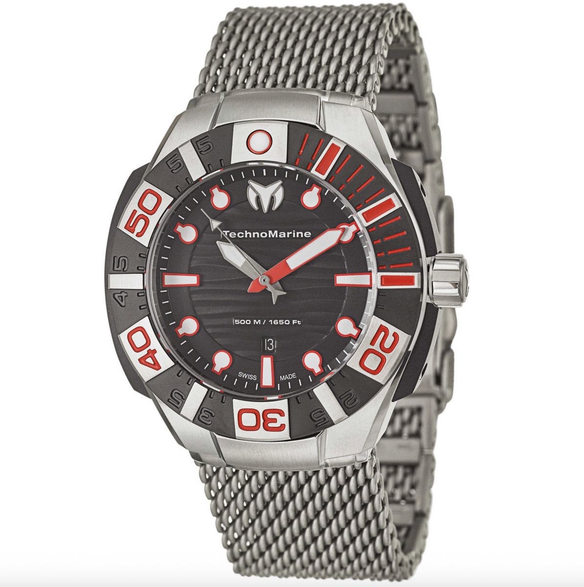 TechnoMarine Cruise Herenhorloge – 45 mm – Swiss Quartz – Zwarte Wijzerplaat – RVS – Chronograaf – 200 Meter