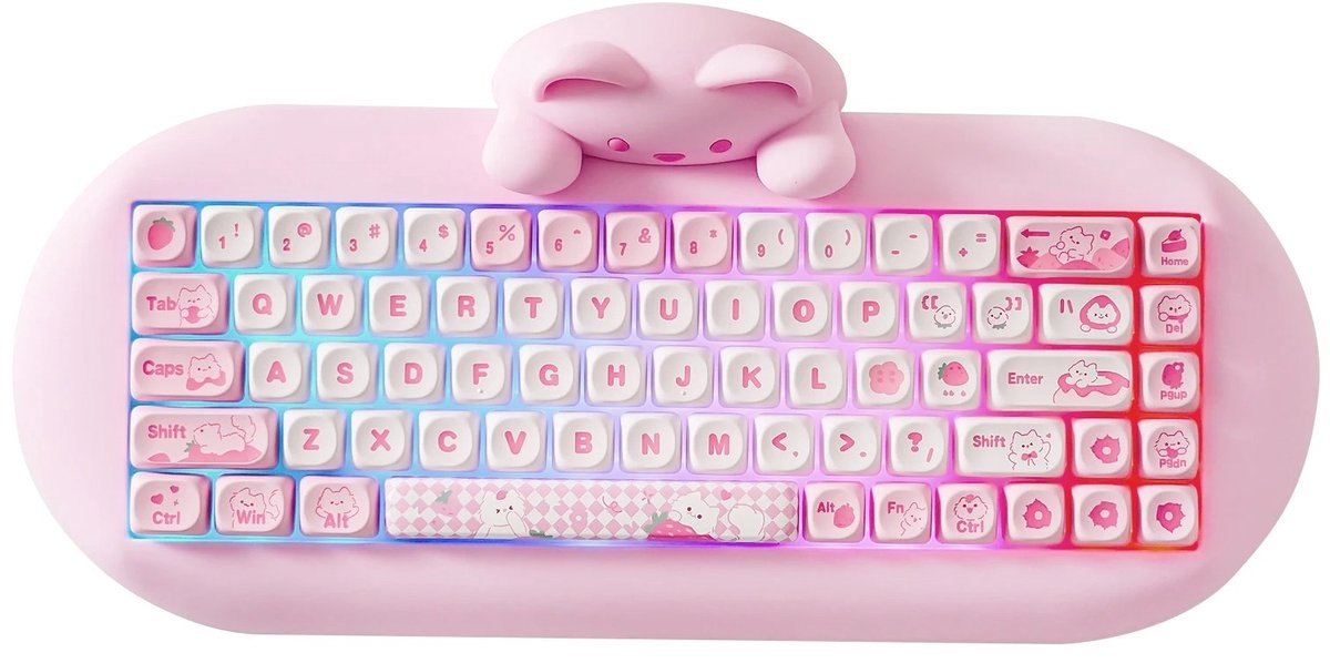G&G draadloos toetsenbord - Toetsenborden - QWERTY - Gaming - Mechanisch - Verlichting - Windows - Ergonomisch - Bluetooth - Roze