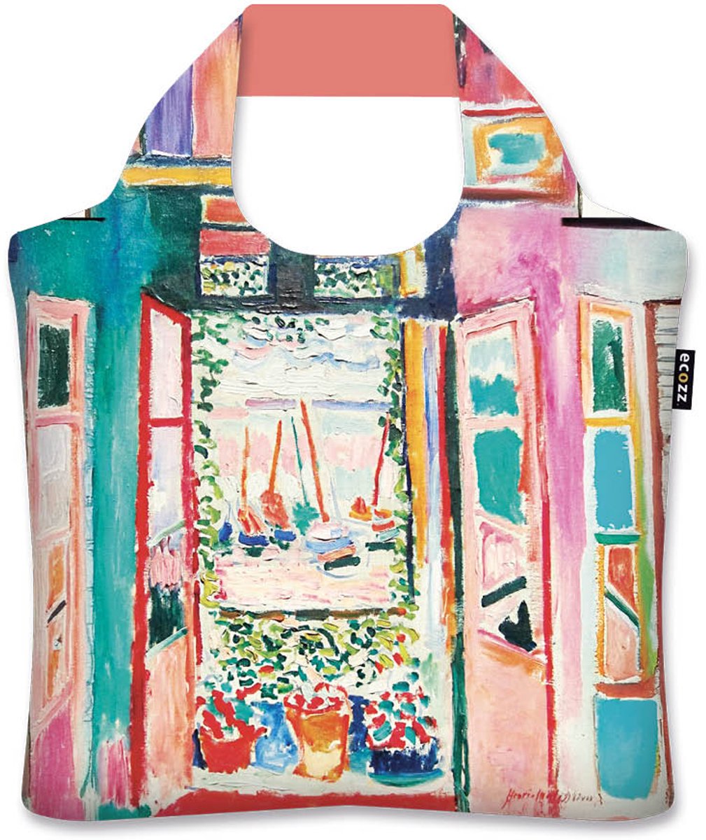 Ecozz Ecoshopper "The Open Window"- Henri Matisse – Duurzame Boodschappentas van 100% Gerecyclede Plastic Waterflessen – Opvouwbare Shopper met Ritssluiting – Draagvermogen tot 20 kg – Lichtgewicht – Trendy Design