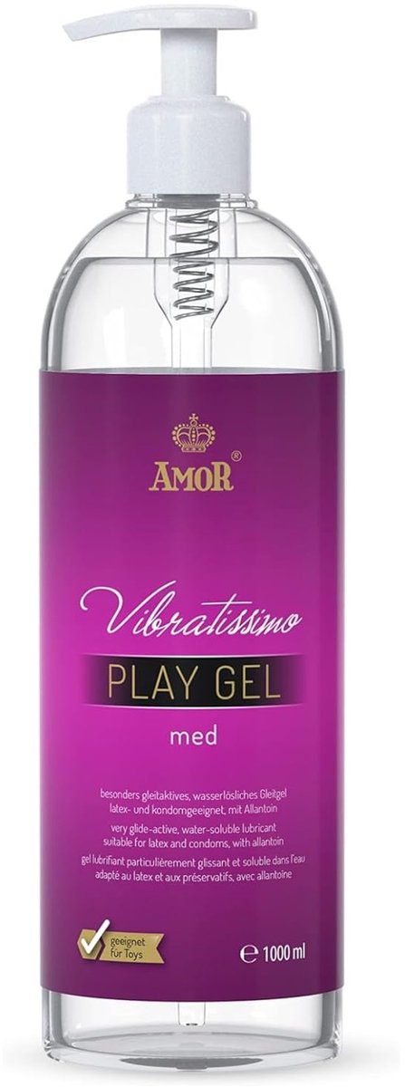 Vibratissimo Play Gel met 1000 ml I Glijmiddel huidvriendelijk I Waterbasis glijmiddelen I Glijmiddel Gel geschikt voor siliconen speeltjes & latex condooms I water gebaseerde smering