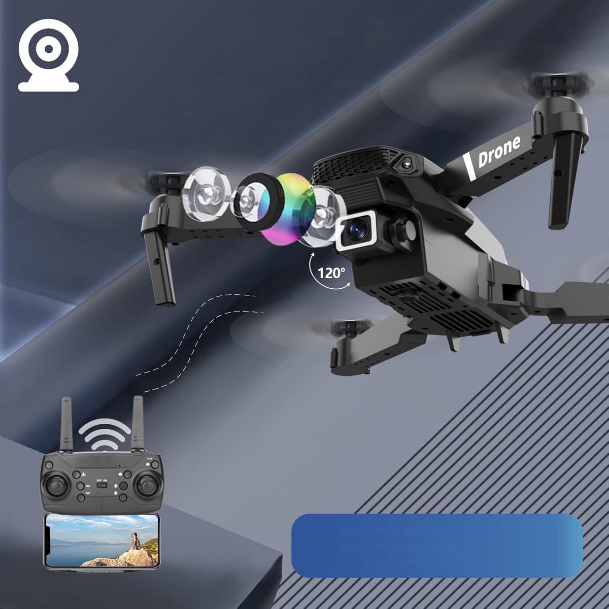 Opvouwbare 4K-Drone Met Dubbele Camera WiFi En Traject Vlucht - Hoogte Behoud Foto/Video via Gebaren 90° Verstelbare Lens Draagbare RC-Helikopter — cadeau in Gadgets - foto 4