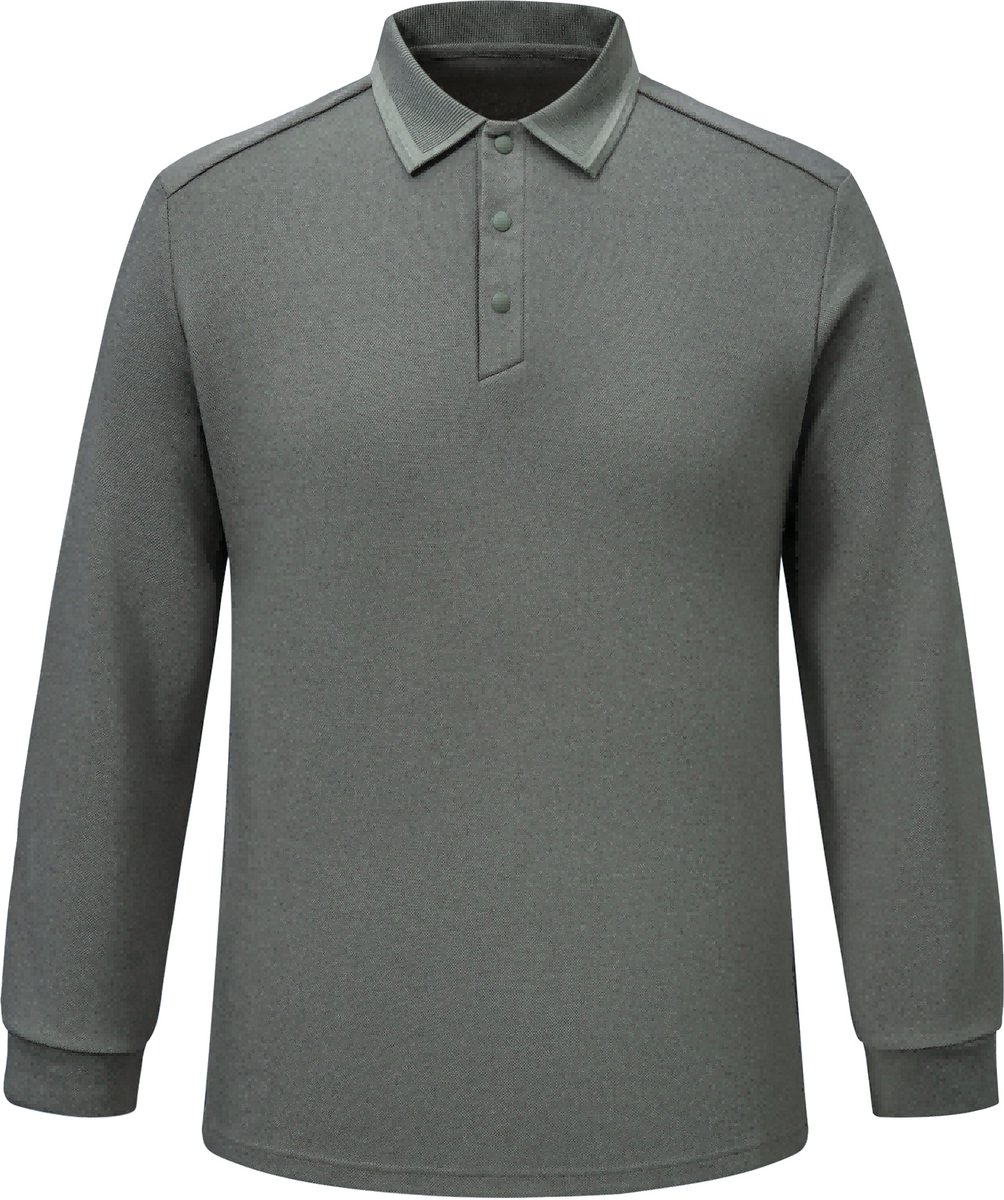 ALLTHEMEN Heren Casual 3D 3 Knopen Lange Mouw Polo - Zacht Comfortabel - S