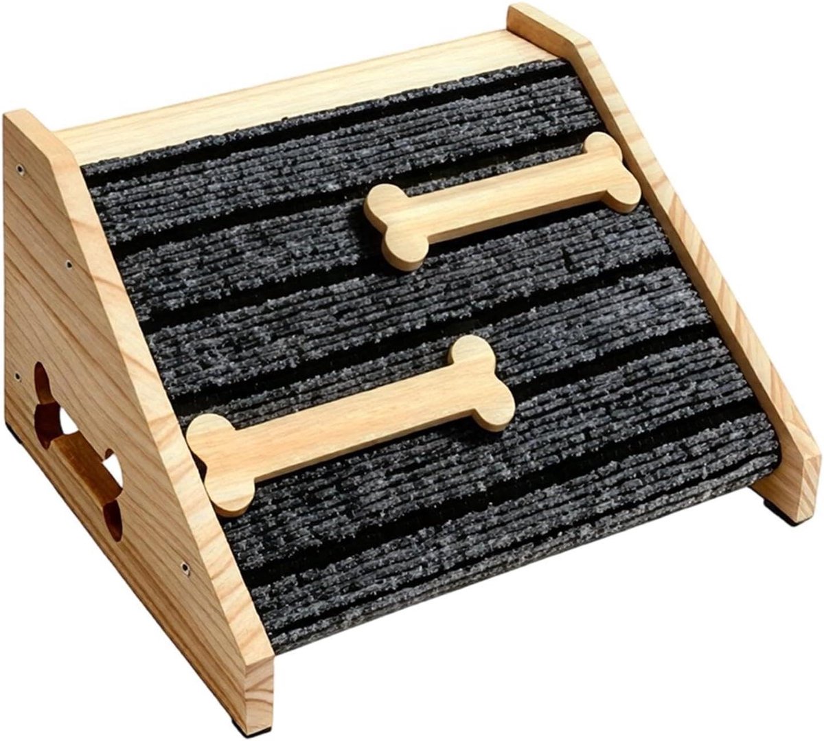 Hondenhelling Hout - Hondenoprit Trap - Huisdier Mobiliteit - Antislip Vilt - 30x15x25 cm - Niet gespecificeerd