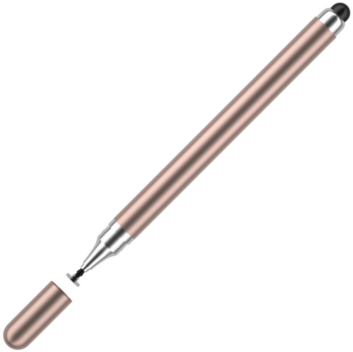 2-in-1 styluspen voor touchscreens (dubbele rubberen punt) Gold