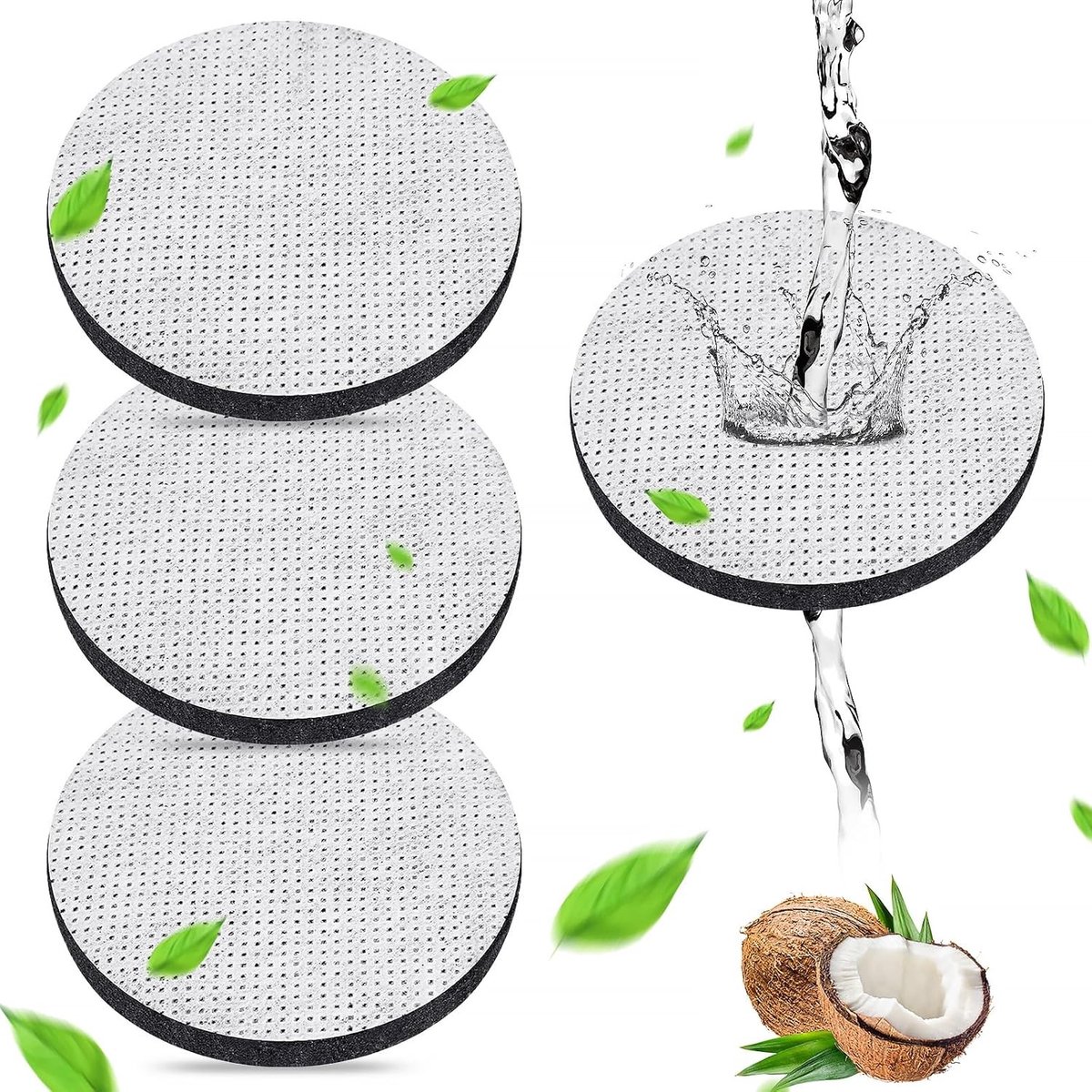 SnelShoppen - 4-Pack Waterfilter Schijven - Mini Waterfilter Vervangingen, Microfilter Disc voor Brita Vulsystemen - Vermindert Chloor, Micropartikels